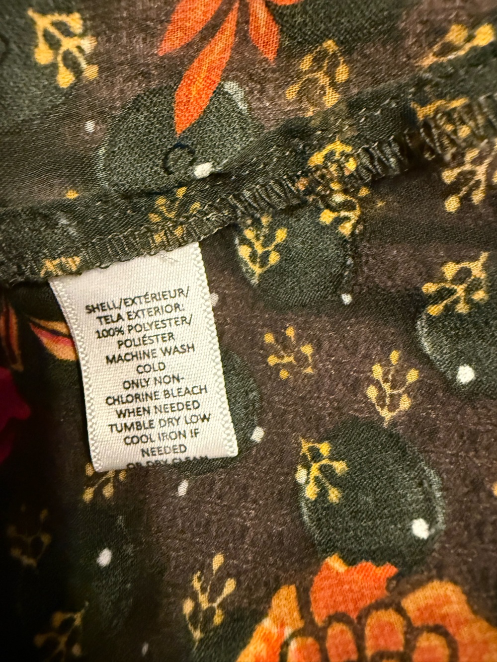 LOFT Dark Green Floral Long Sleeve Button-Up Shirt - Picture 6 of 6